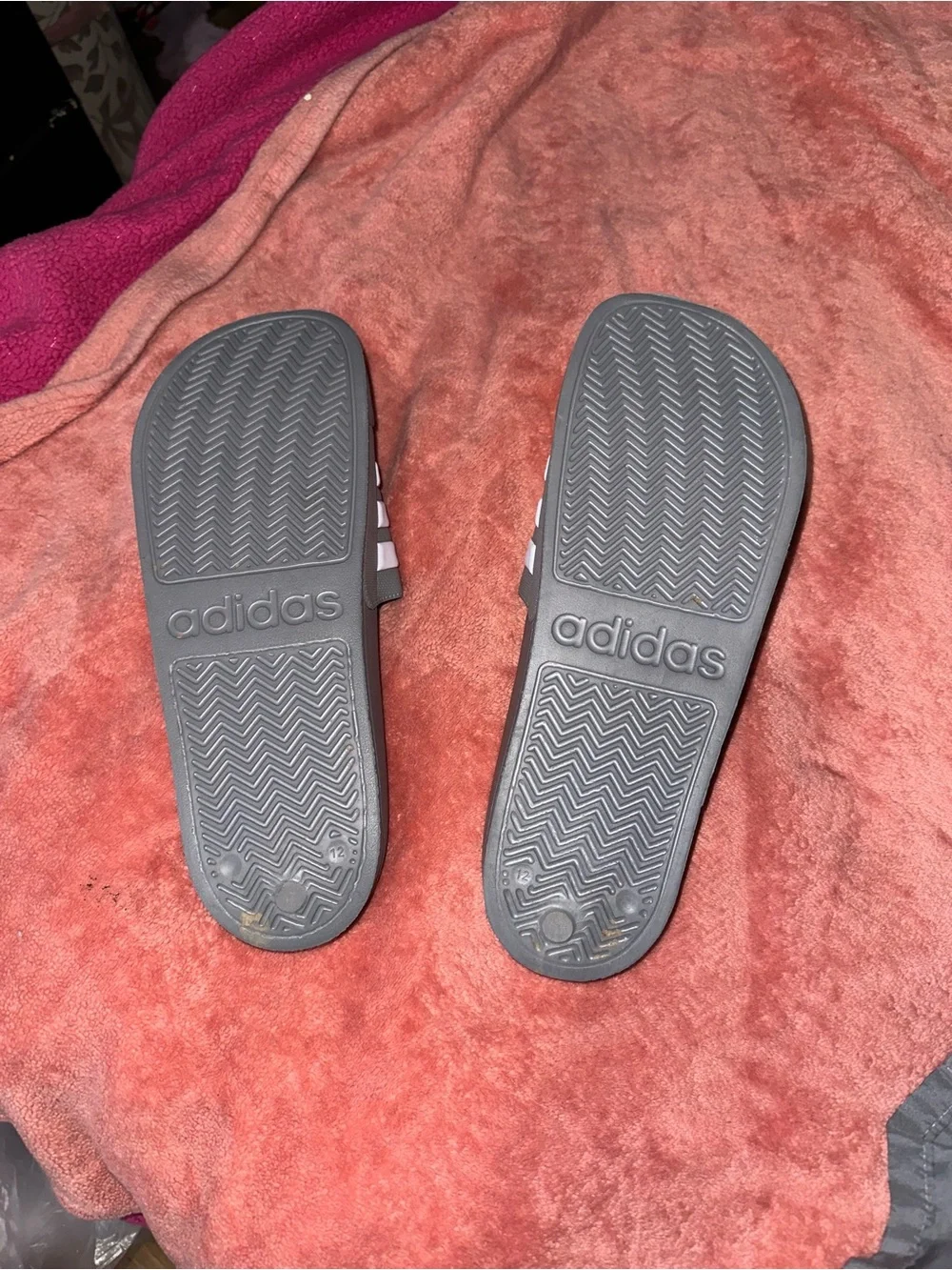 Adidas Women's Gray/White Adilette Slide Sandals